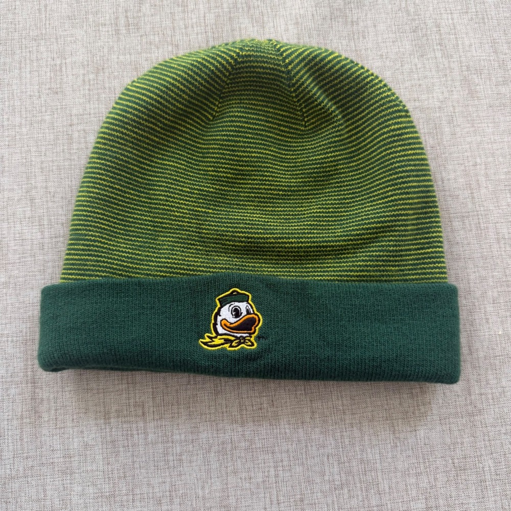 Columbia Oregon Ducks Beanie Hat Striped Puddles Mascot Knit Cap adult unisex